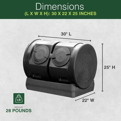 Good Ideas Compost Wizard Outdoor Garden Dual Tumbler Compost Container, Black