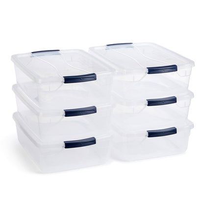 Rubbermaid Cleverstore 17 Quart Plastic Storage Tote Container with Lid (6 Pack)