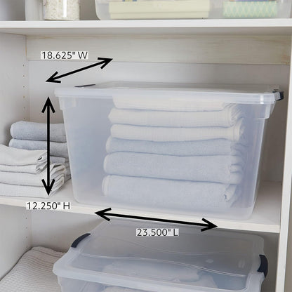 Rubbermaid Cleverstore 74 Qt Latching Plastic Storage Container & Lid (4 Pack)