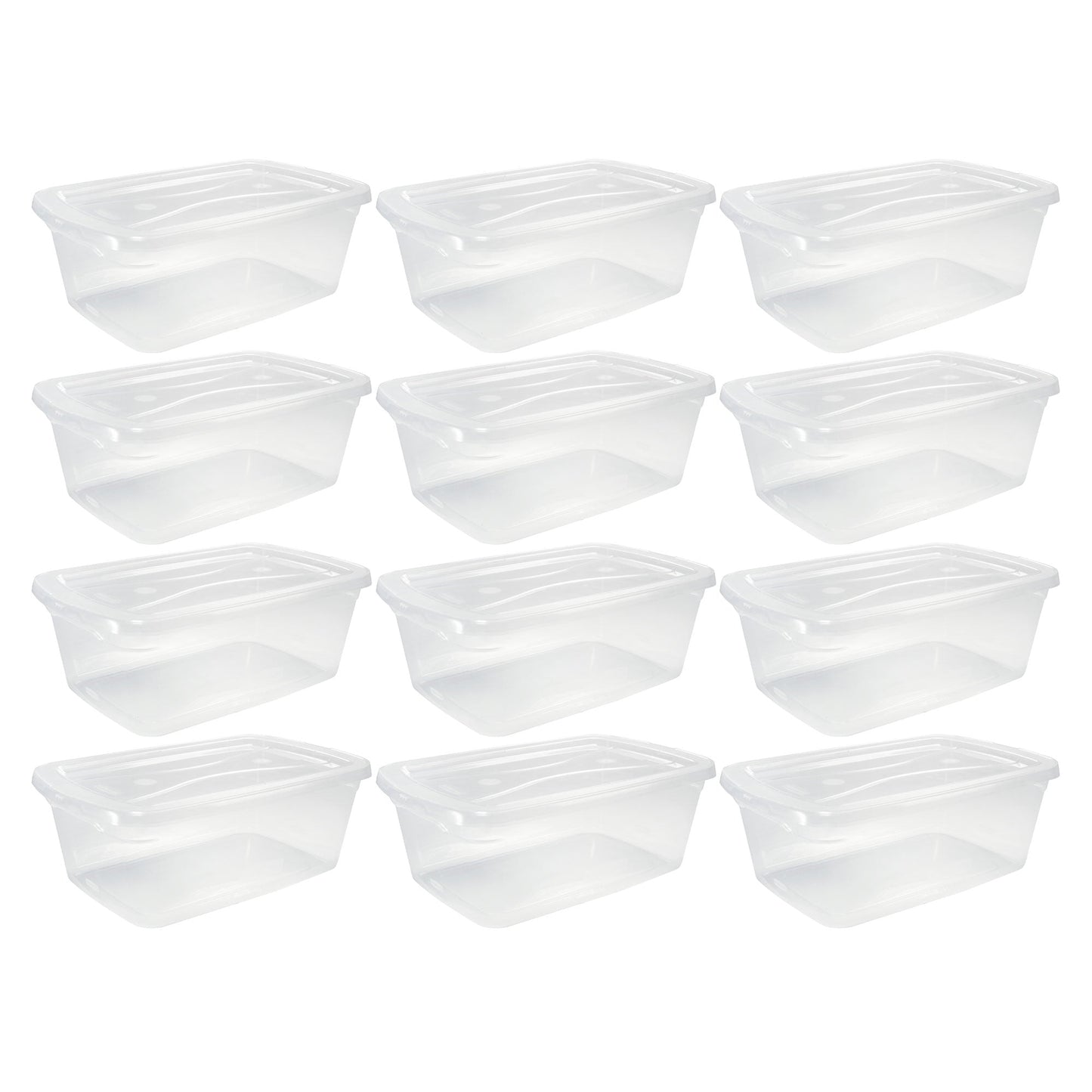 Rubbermaid 6 Qt Clear Plastic Indoor Storage Tub Tote Container & Lid, 12 Pack