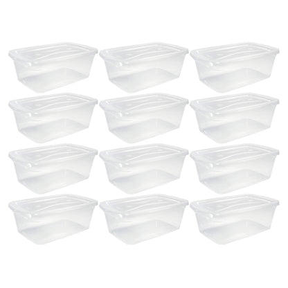 Rubbermaid 6 Qt Clear Plastic Indoor Storage Tub Tote Container & Lid, 12 Pack