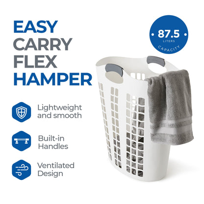 Gracious Living Easy Carry Flex Hamper, Ventilated Laundry Basket with Handles