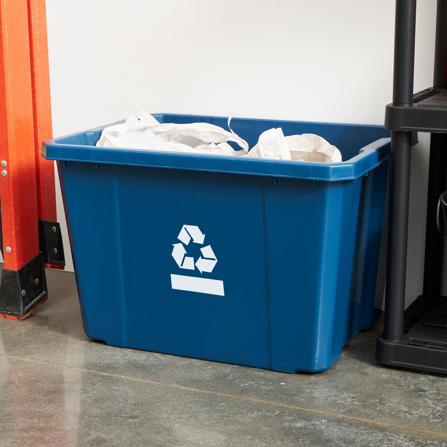 Gracious Living Medium Curbside Blue Box Plastic 17 Gallon Home Recycling Bin