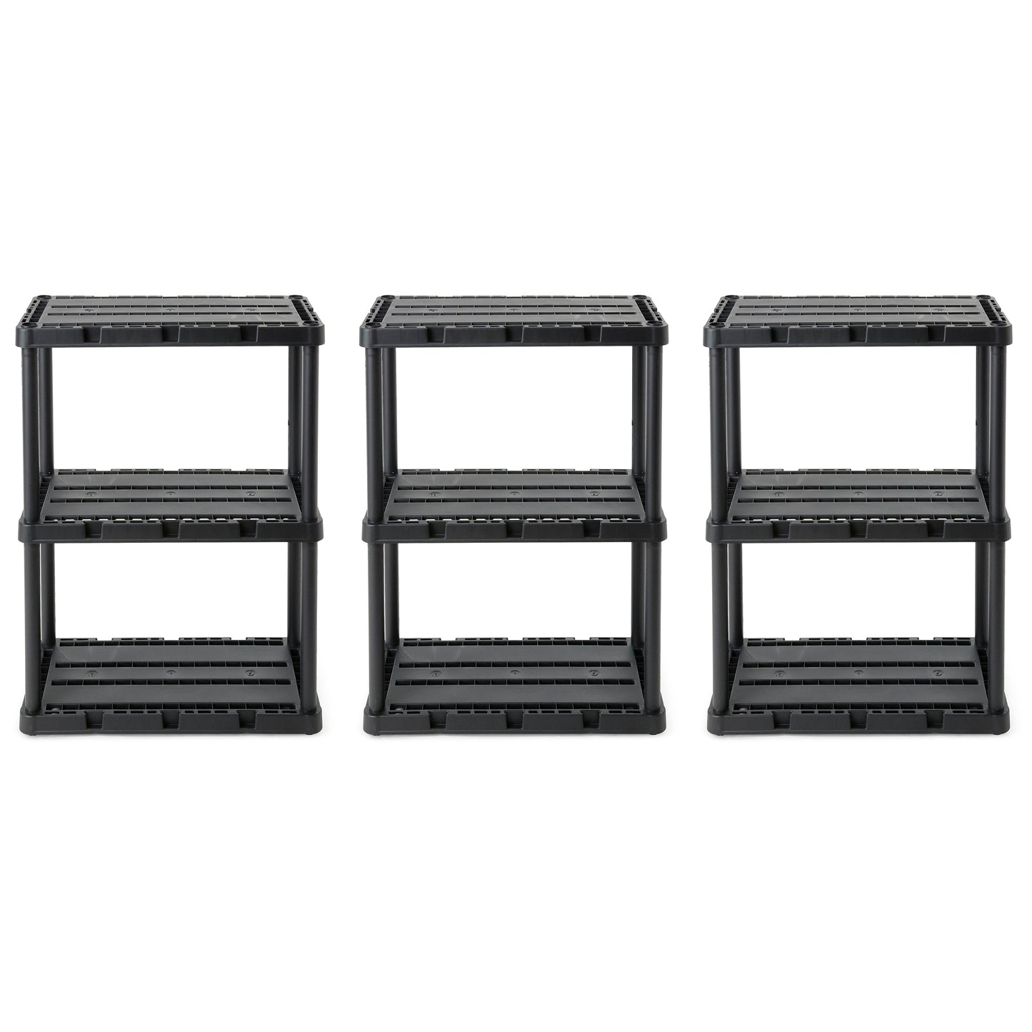 Gracious Living 3 Shelf Knect-A-Shelf Solid Light Duty Storage Unit, Black 3Pack