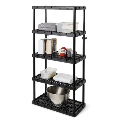 Gracious Living 5 Shelf Knect-A-Shelf Ventilated Heavy Duty Storage, Black 2Pack