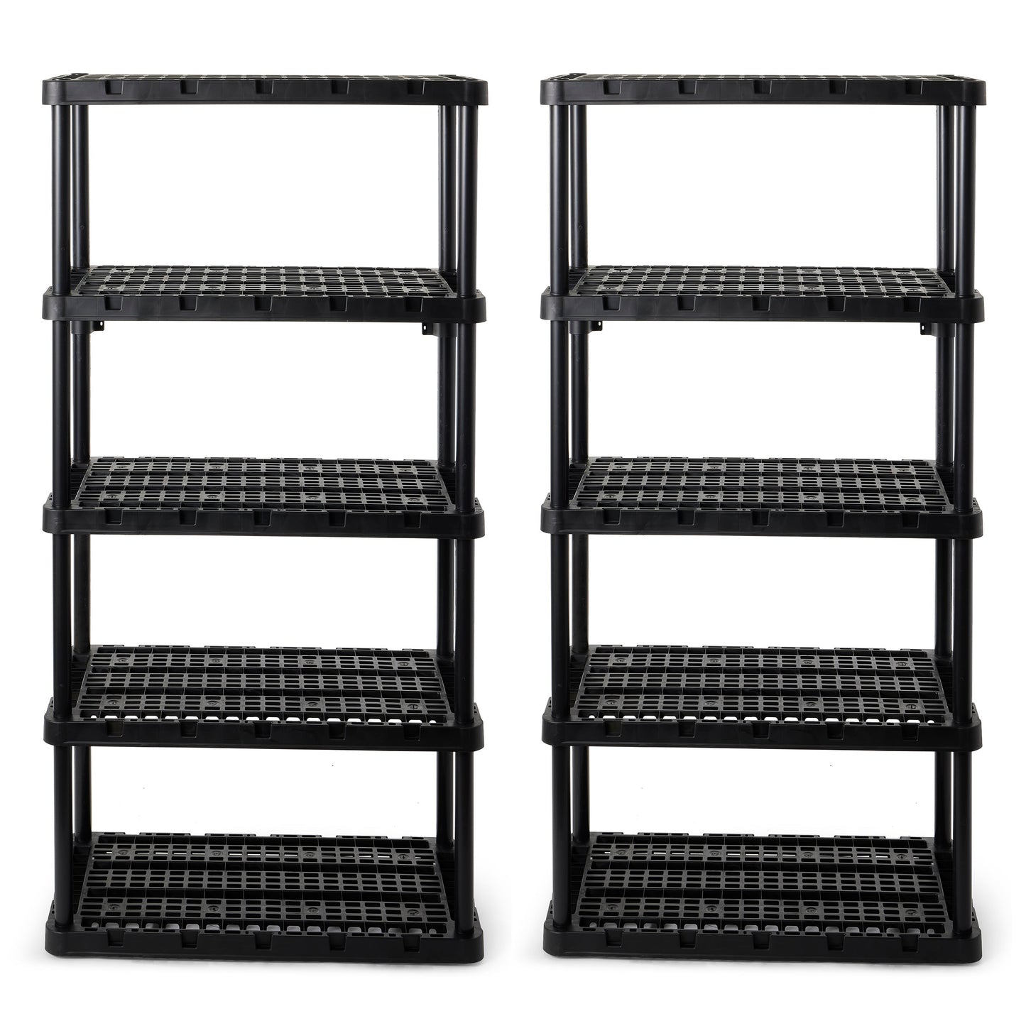 Gracious Living 5 Shelf Knect-A-Shelf Ventilated Heavy Duty Storage, Black 2Pack