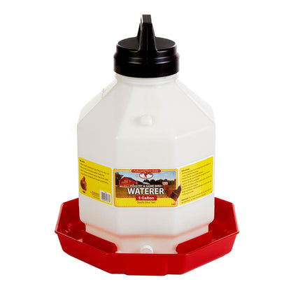 Little Giant PPF5 5 Gallon Automatic Poultry Waterer for Chickens, Red (4 Pack)