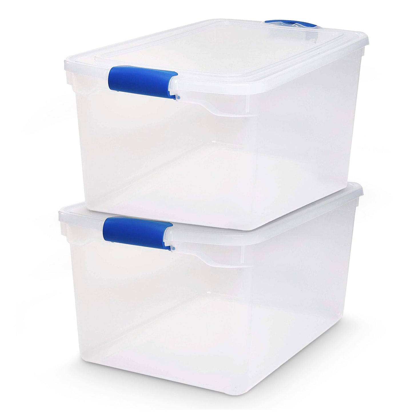 Homz 66 Qt Multipurpose Stackable Storage Bin with Latching Lids, Clear (2 Pack)