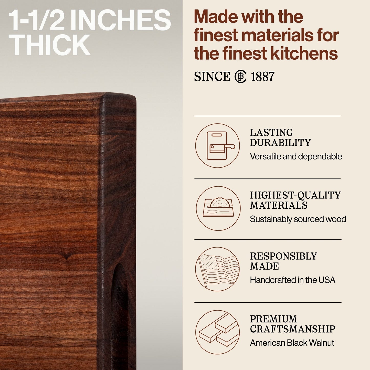 John Boos Walnut Wood Edge Grain Reversible Cutting Board, 20 x 15 x 1.5 Inches