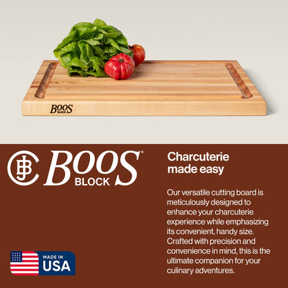 John Boos Large Maple Wood Edge Grain Reversible Cutting Board, 24" x 18" x 1.5"