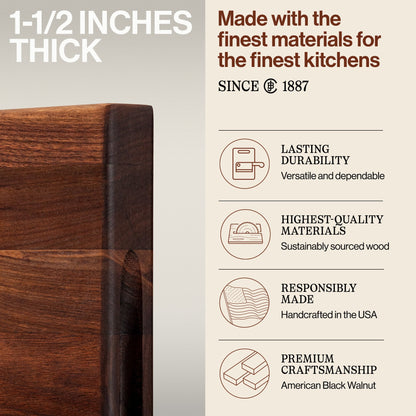 John Boos Walnut Wood Edge Grain Reversible Cutting Board, 18 x 12 x 1.5 Inches