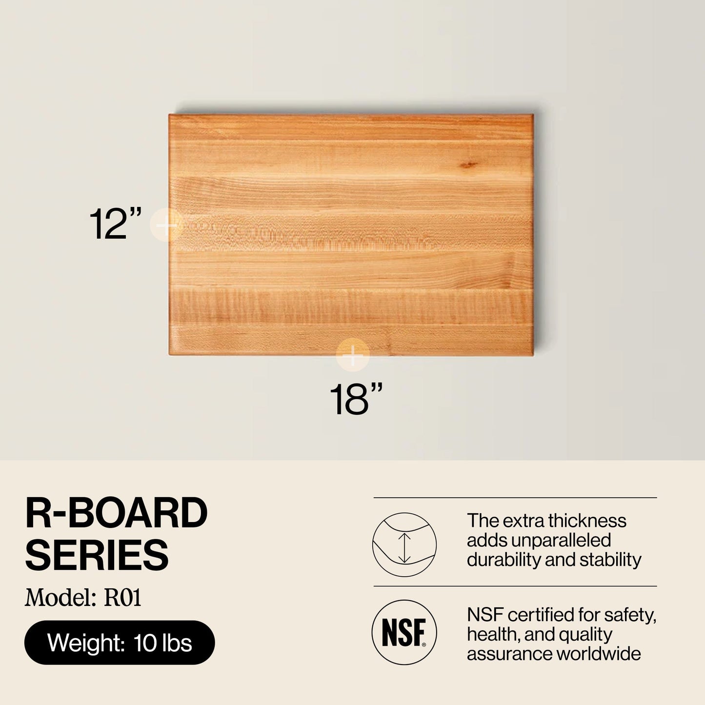 John Boos Maple Wood Edge Grain Reversible Cutting Board, 18 x 12 x 1.5 Inches
