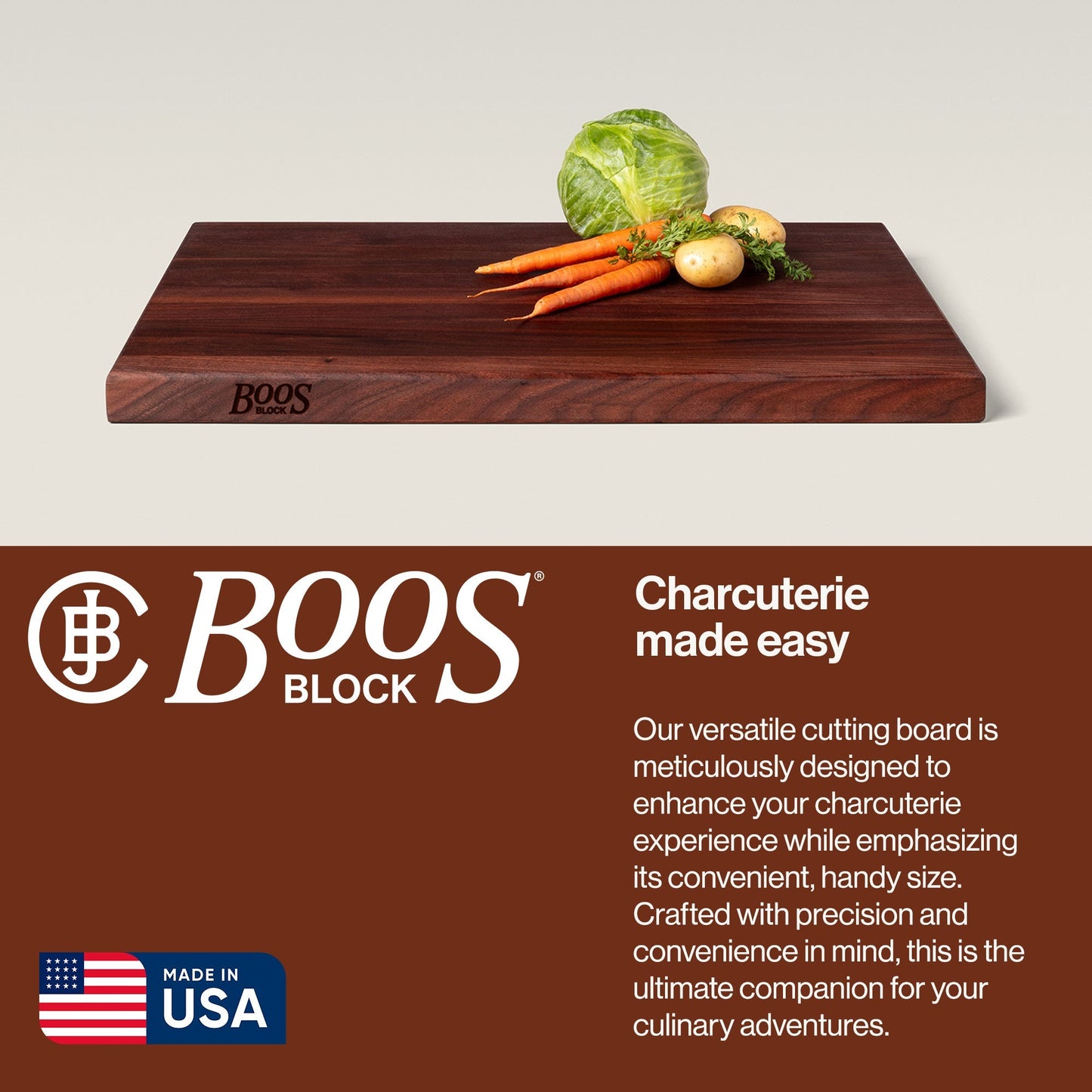 John Boos Walnut Wood Edge Grain Reversible Cutting Board, 24 x 18 x 1.5 Inches