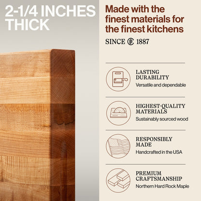 John Boos Maple Wood End Grain Cutting Board for Kitchen Prep, 24" x 18" x 2.25"