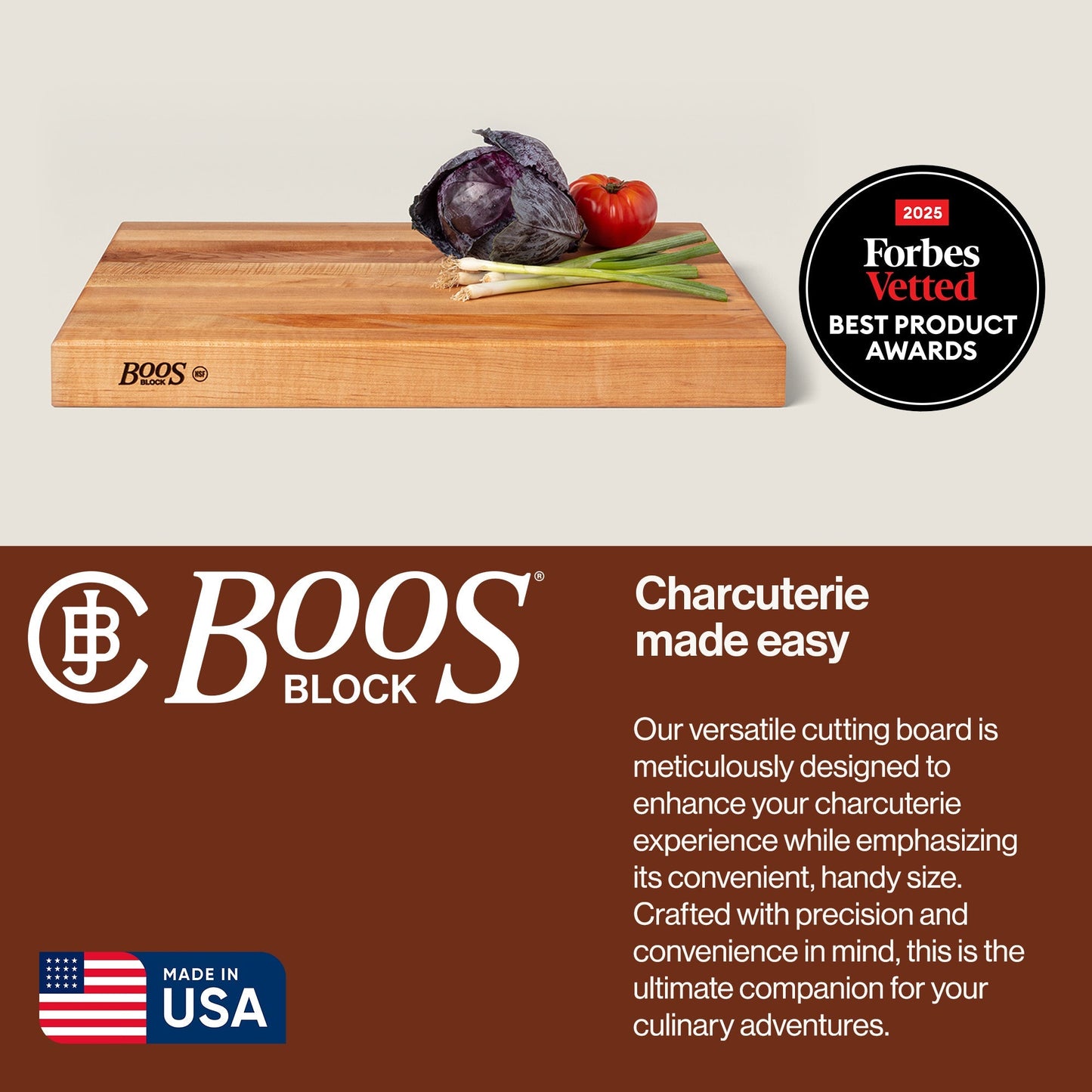 John Boos Maple Wood End Grain Cutting Board for Kitchen Prep, 24" x 18" x 2.25"