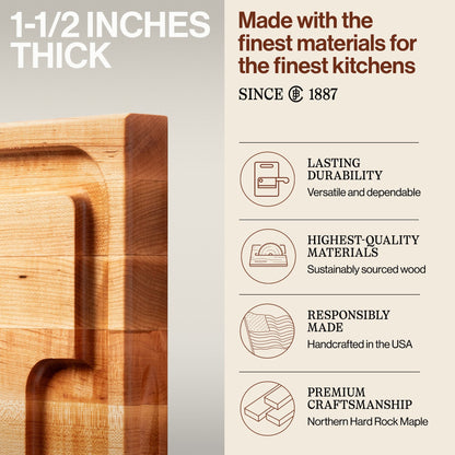 John Boos Au Jus Maple Wood Cutting Board with Juice Groove, 18" x 24" x 1.5"