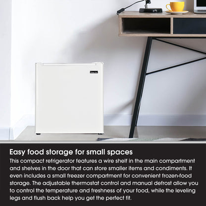 Magic Chef MCR170WE Mini Refrigerator with Freezer Shelf, 1.7 Cubic Feet, White