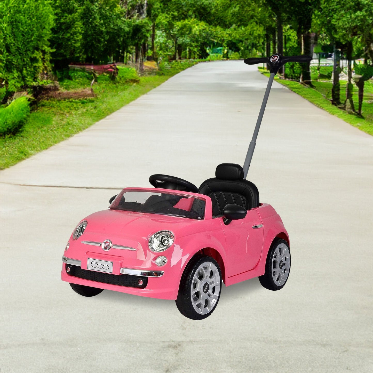 Best Ride On Cars 2-in-1 Fiat 500 Model Baby Toddler Toy Push Car Stroller, Pink