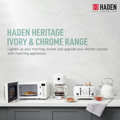 Haden Heritage 1.7 Liter Stainless Steel Electric Water Kettle, Ivory & Chrome