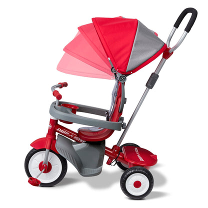 Radio Flyer EZ Fold 4-in-1 Stroll 'N Trike Infant Toddler Stroller Tricycle, Red