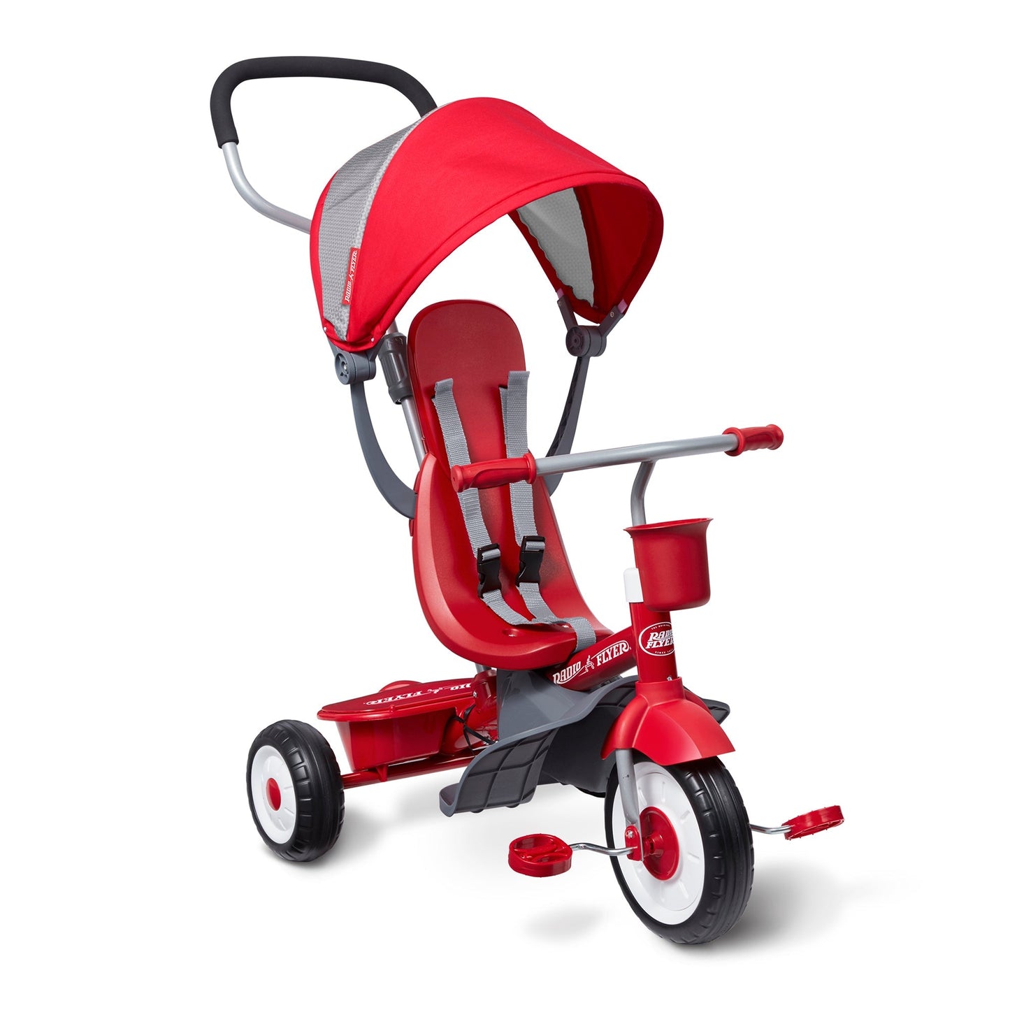 Radio Flyer EZ Fold 4-in-1 Stroll 'N Trike Infant Toddler Stroller Tricycle, Red