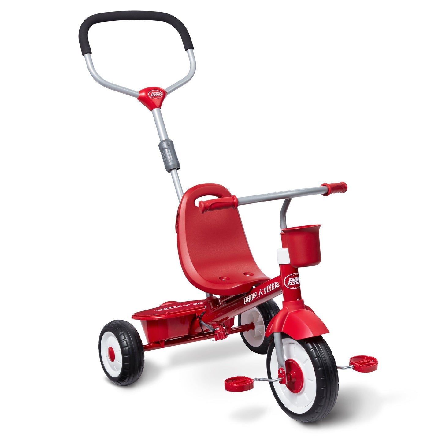 Radio Flyer EZ Fold 4-in-1 Stroll 'N Trike Infant Toddler Stroller Tricycle, Red