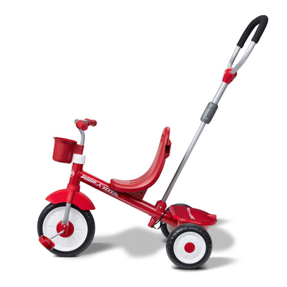 Radio Flyer EZ Fold 4-in-1 Stroll 'N Trike Infant Toddler Stroller Tricycle, Red