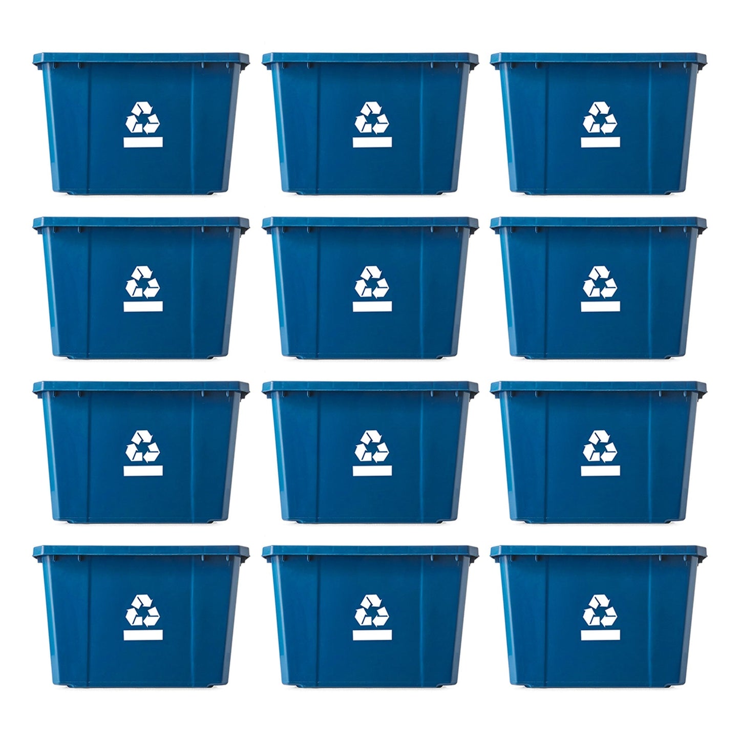 Gracious Living Medium Curbside Blue Box 17 Gallon Home Recycling Bin (12 Pack)
