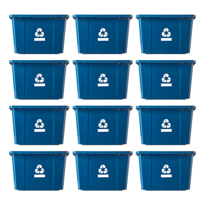 Gracious Living Medium Curbside Blue Box 17 Gallon Home Recycling Bin (12 Pack)