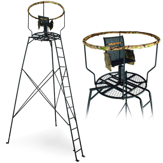 Muddy 16' Liberty Tripod Stand Hunting Gear with Flex Tek Seat Hunting Chair