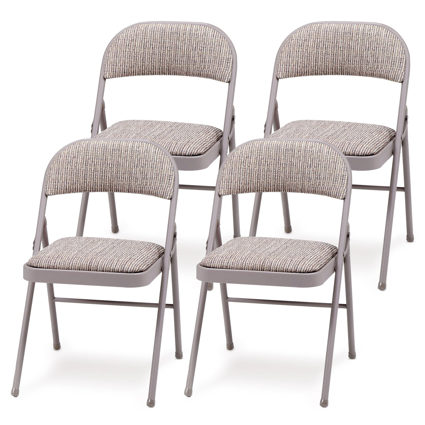 MECO Sudden Comfort Deluxe Fabric Padded Folding Chair Set, Chicory Lace(4 Pack)