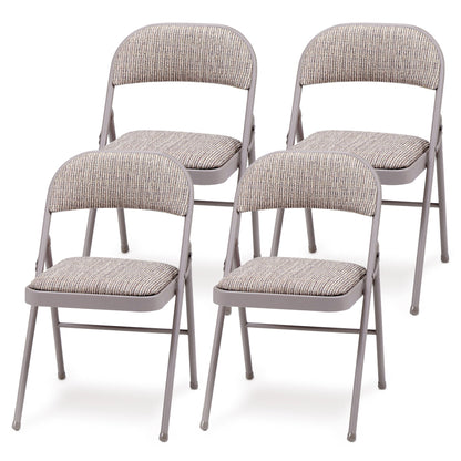 MECO Sudden Comfort Deluxe Fabric Padded Folding Chair Set, Chicory Lace(4 Pack)