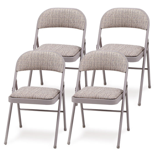 MECO Sudden Comfort Deluxe Fabric Padded Folding Chair Set, Chicory Lace(4 Pack)