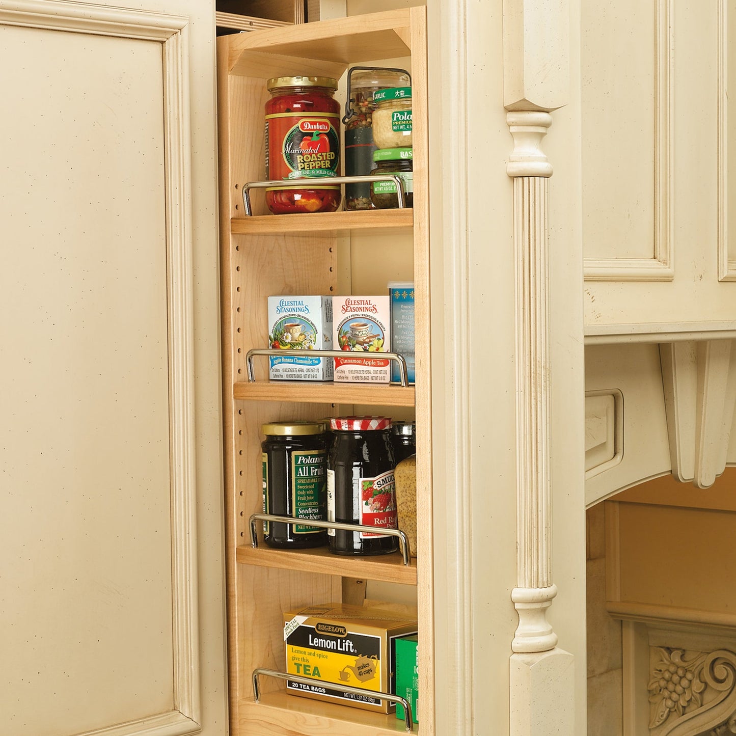 Rev-A-Shelf Pullout Wall Filler Cabinet Wooden Organizer, 36" Hgt, 432-WF36-6C