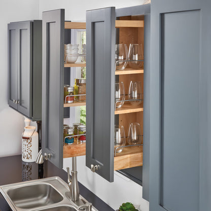 Rev-A-Shelf 8" Pullout Kitchen Wall Cabinet Organizer Soft-close, 448-BBSCWC-8C