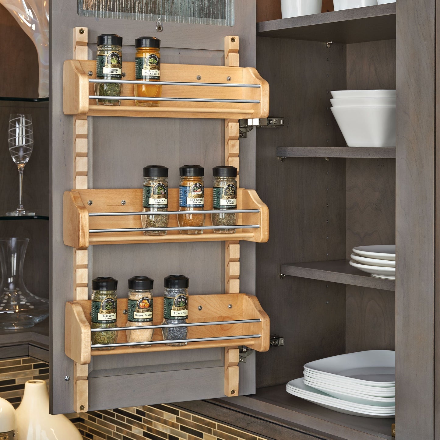 Rev-A-Shelf Large Adjustable 3-Shelf Cabinet Door Mount Spice Rack, 4ASR-21