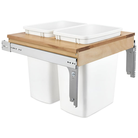 Rev-A-Shelf Double Pullout Top Mount Trash Can 35 qt., White, 4WCTM-24DM2