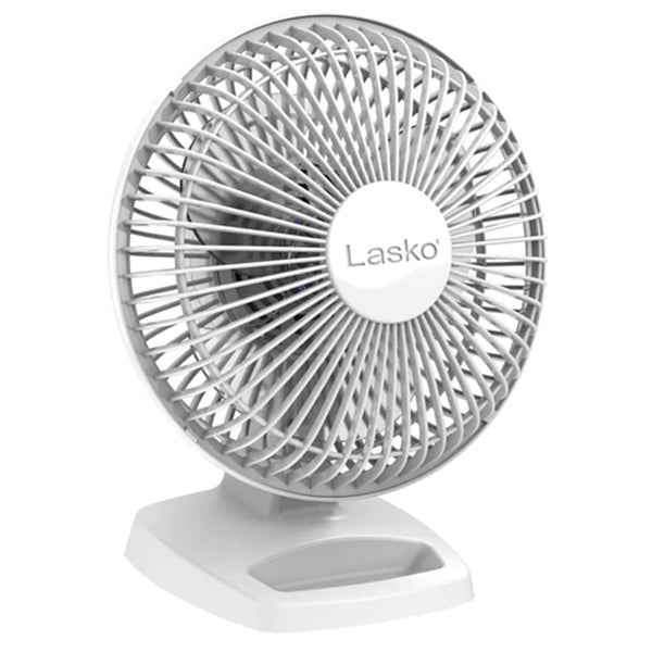 Lasko 6 Inch 2002W 2 Speed Personal Portable Table Fan with Storage Tray, White