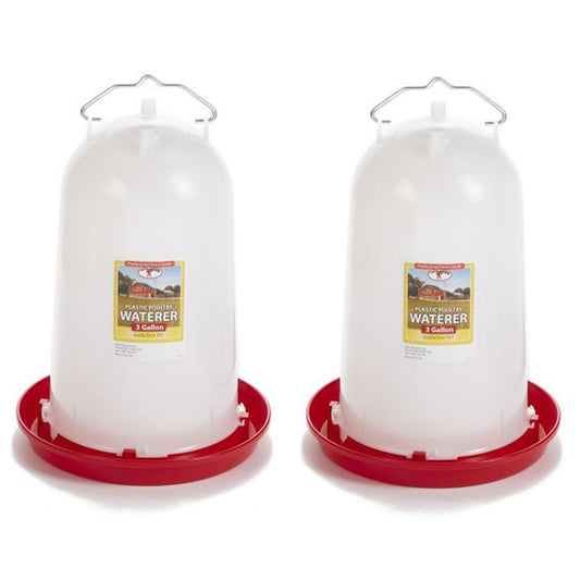 Little Giant 3-Gallon Heavy-Duty Plastic Gravity Fed Poultry Waterer (2 Pack)
