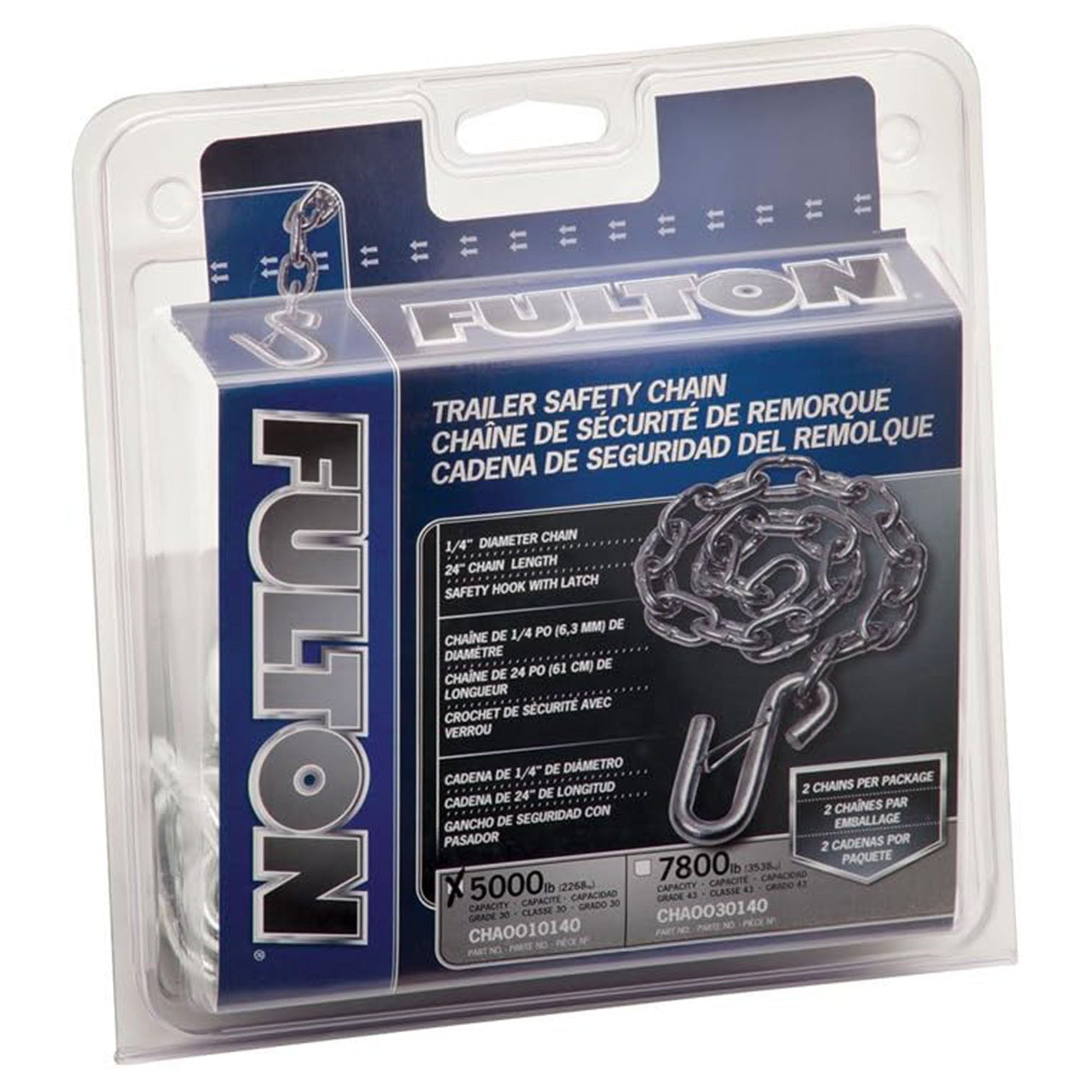 Fulton 24 Inch Trailer Hitch, Durable Steel Safety Chain with S-Hook and Latch - Find Fresh Goods