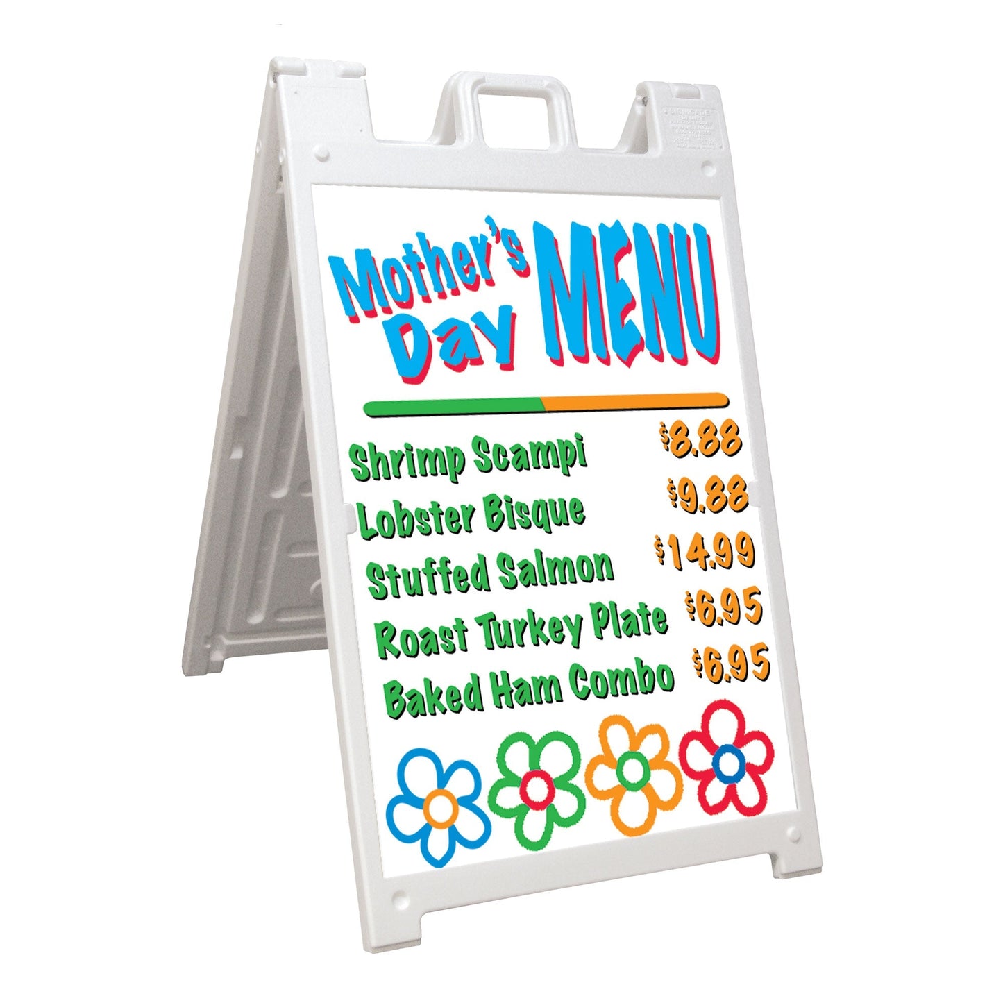 Plasticade Deluxe Signicade Portable Folding Double Sided Sign Stand, White