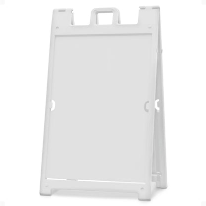 Plasticade Deluxe Signicade Portable Folding Double Sided Sign Stand, White