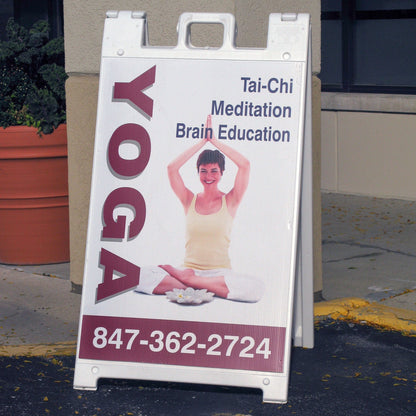 Plasticade Signicade Portable Folding Sidewalk Double Sided Sign Stand, White