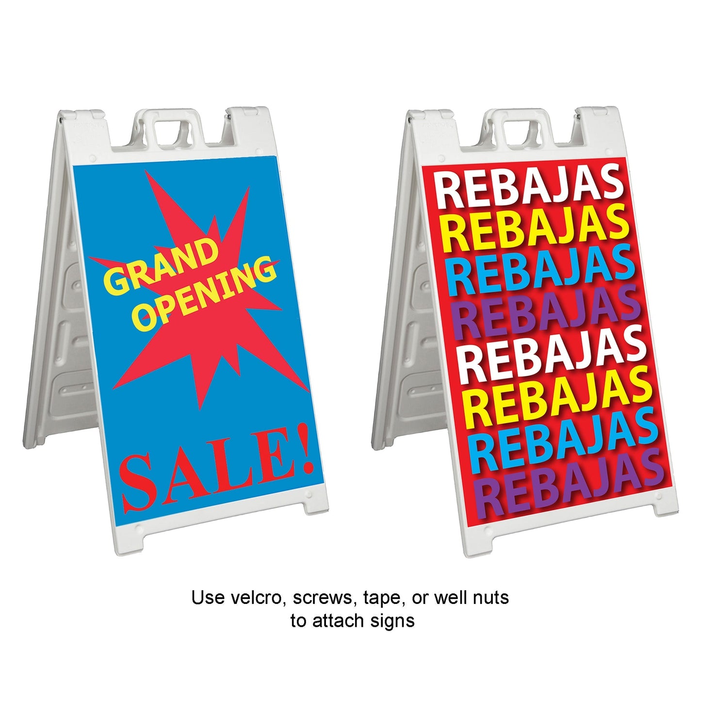 Plasticade Signicade Portable Folding Sidewalk Double Sided Sign Stand, White