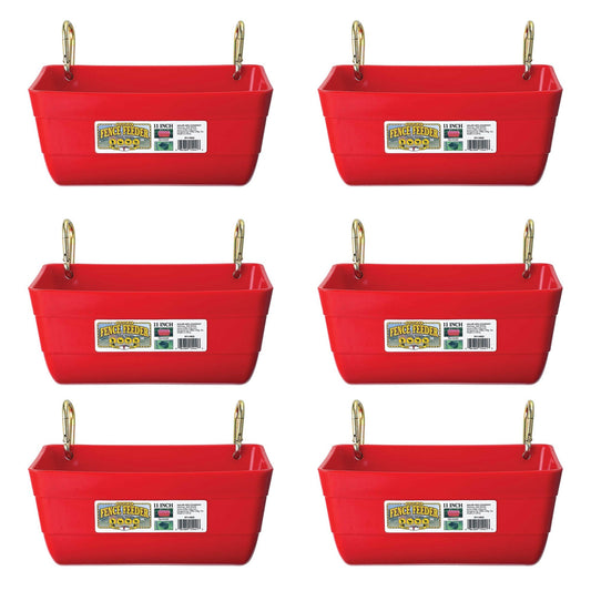 Little Giant 4.5 Quart Heavy Duty Feed Trough Bucket Fence Feeder, Red (6 Pack)