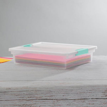 Sterilite Plastic Large Clip Bin Clear, 6 Pack & Mini Clip Storage Box, 6 Pack