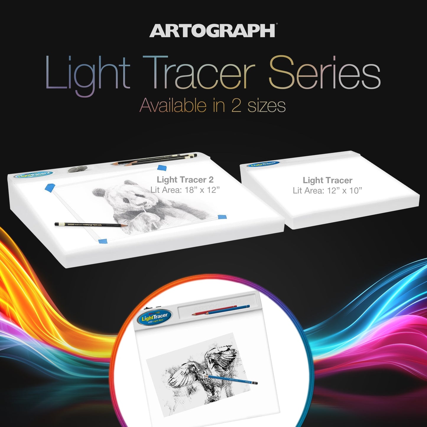 Artograph LightTracer LED Lightbox, 12" x 10" Drawing Board with Storage Tray