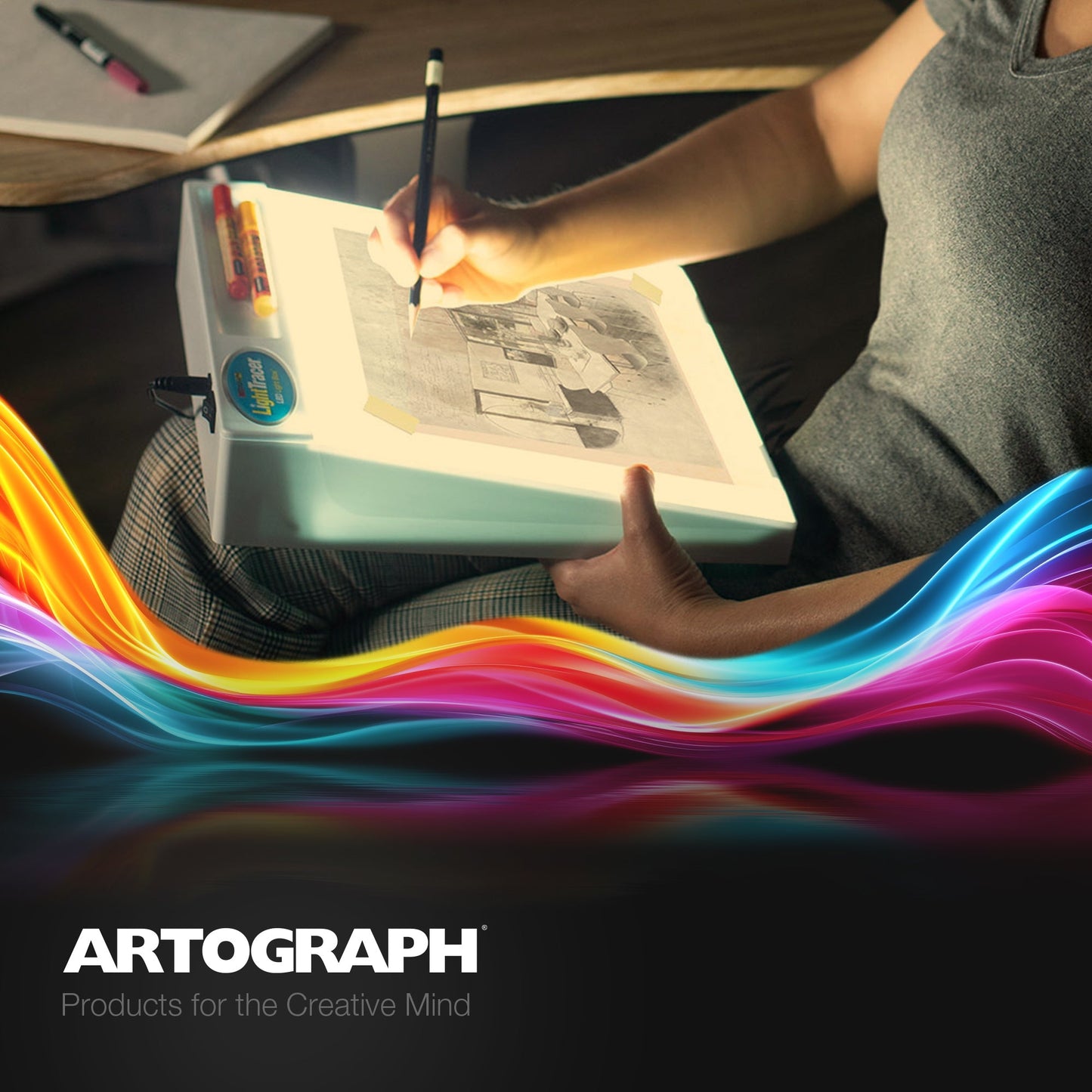 Artograph LightTracer LED Lightbox, 12" x 10" Drawing Board with Storage Tray
