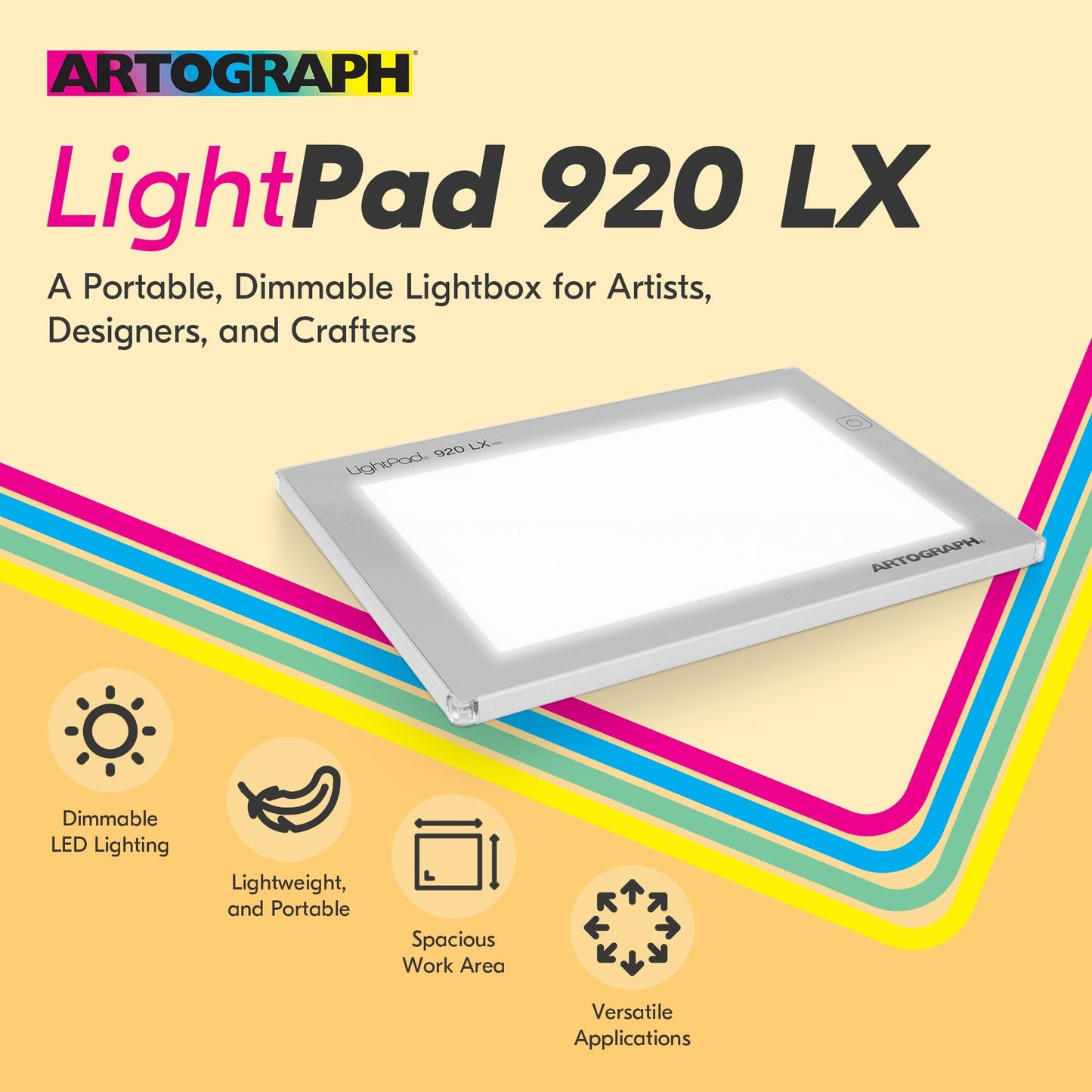 Artograph LightPad 920 LX, 9" x 6" Dimmable LED Light Box for Drawing & Tracing