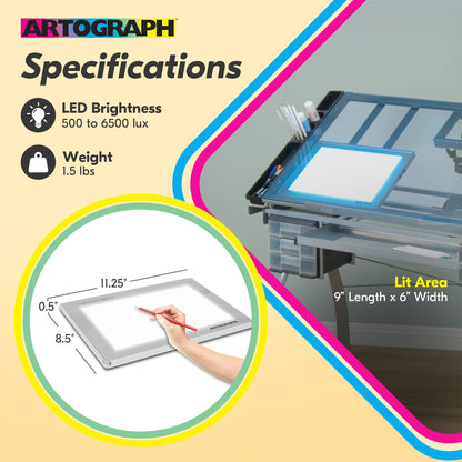 Artograph LightPad 920 LX, 9" x 6" Dimmable LED Light Box for Drawing & Tracing